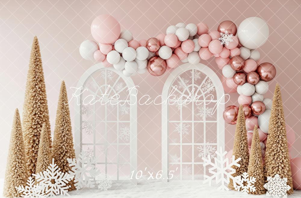 Kate Christmas Pink Balloon Trees Backdrop Designed by Patty Roberts