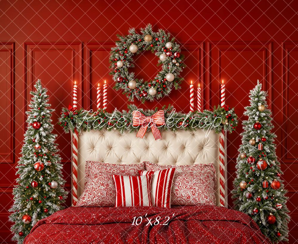 Kate Christmas Bed Wreath Christmas Trees Backdrop Designed by Emetselch - Kate Backdrop AU