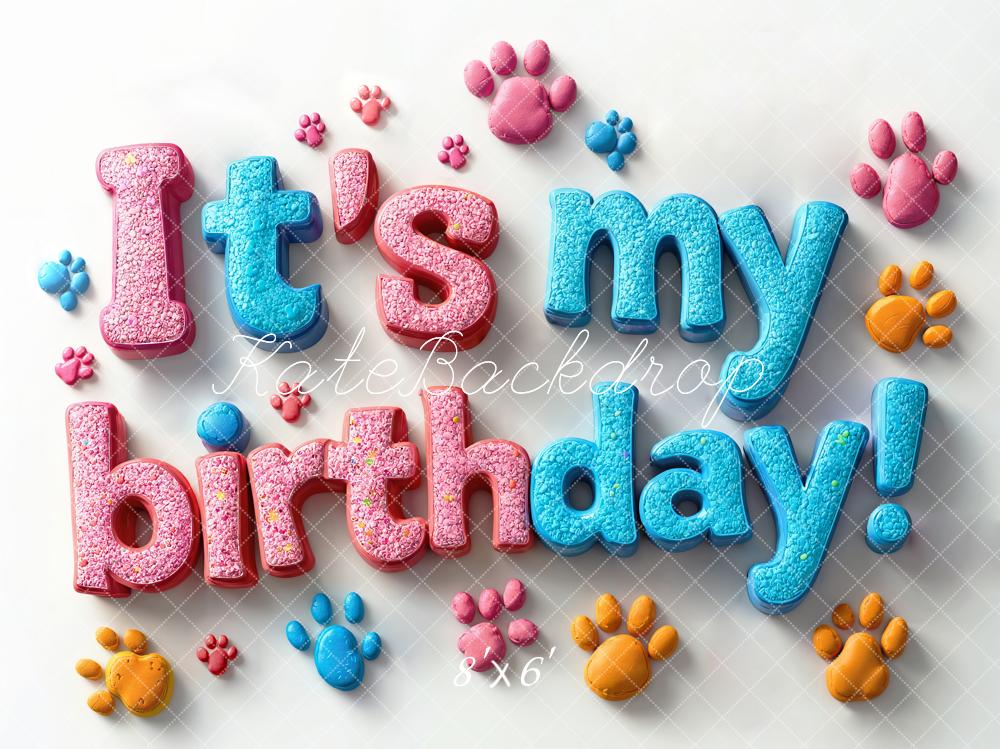 Kate Birthday Colourful Paw Backdrop Designed by Emetselch