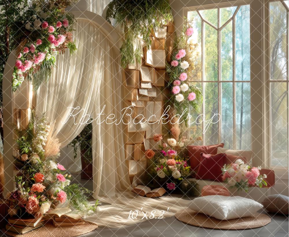 Kate Spring Books Reading Nook Backdrop Designed by Mini MakeBelieve - Kate Backdrop AU