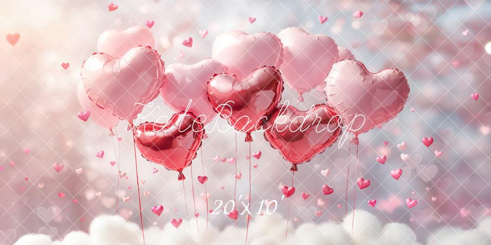 Kate Heart Balloons Pink Cloud Backdrop Designed by Chain - Kate Backdrop AU