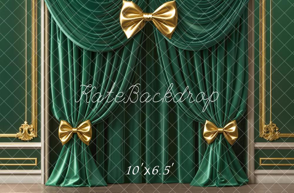 Kate Green Curtains Gold Bows Backdrop Designed by Emetselch