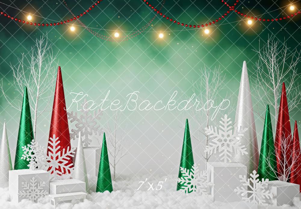 Kate Christmas Snowflakes Trees Lights Backdrop Designed by Patty Roberts