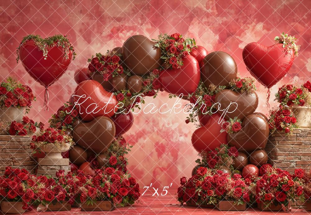 Kate Heart Balloons Roses Arch Backdrop Designed by Emetselch