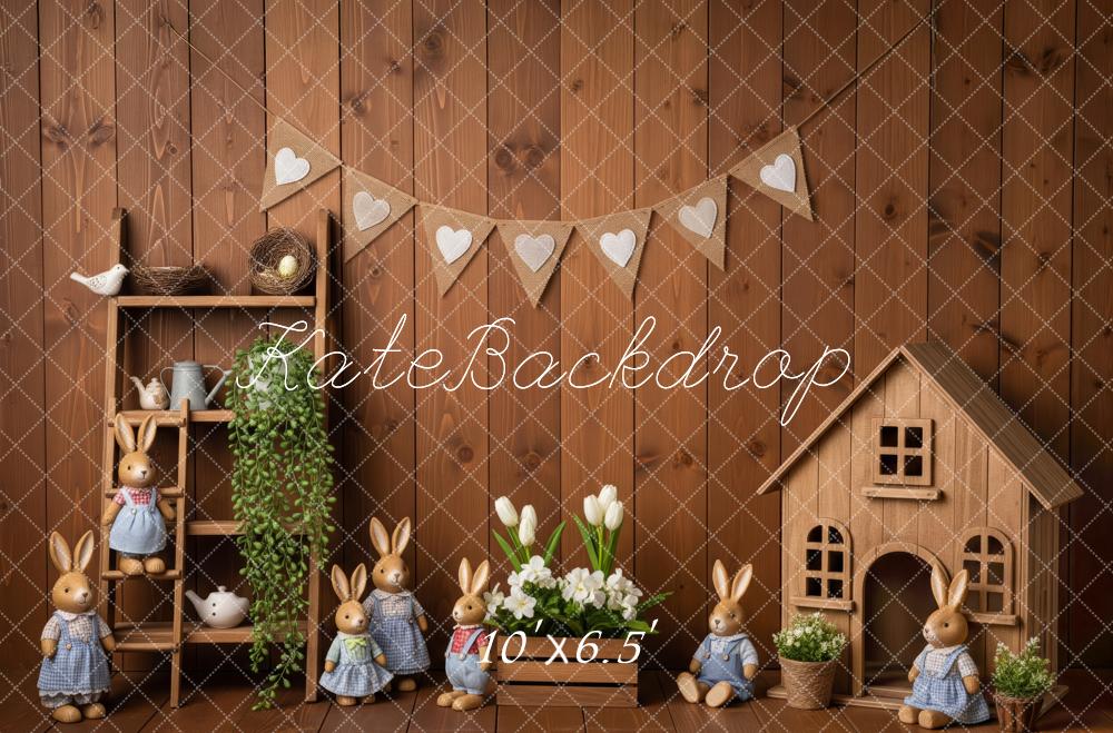 Kate Easter Bunny Dolls Wooden Wall Backdrop Designed by Patty Roberts