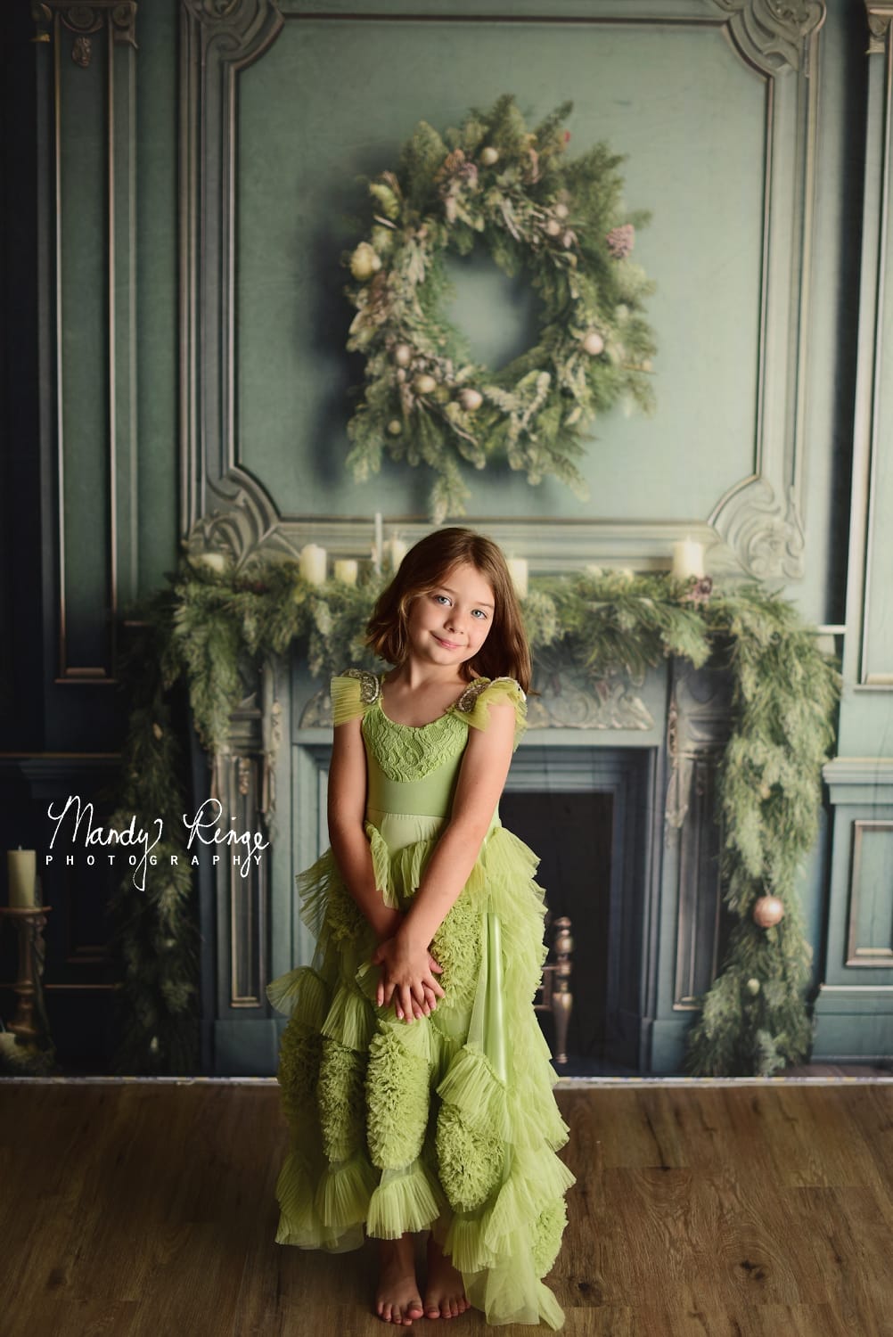 Kate Green Christmas Fireplace Backdrop Designed by Mandy Ringe Photography - Kate Backdrop AU