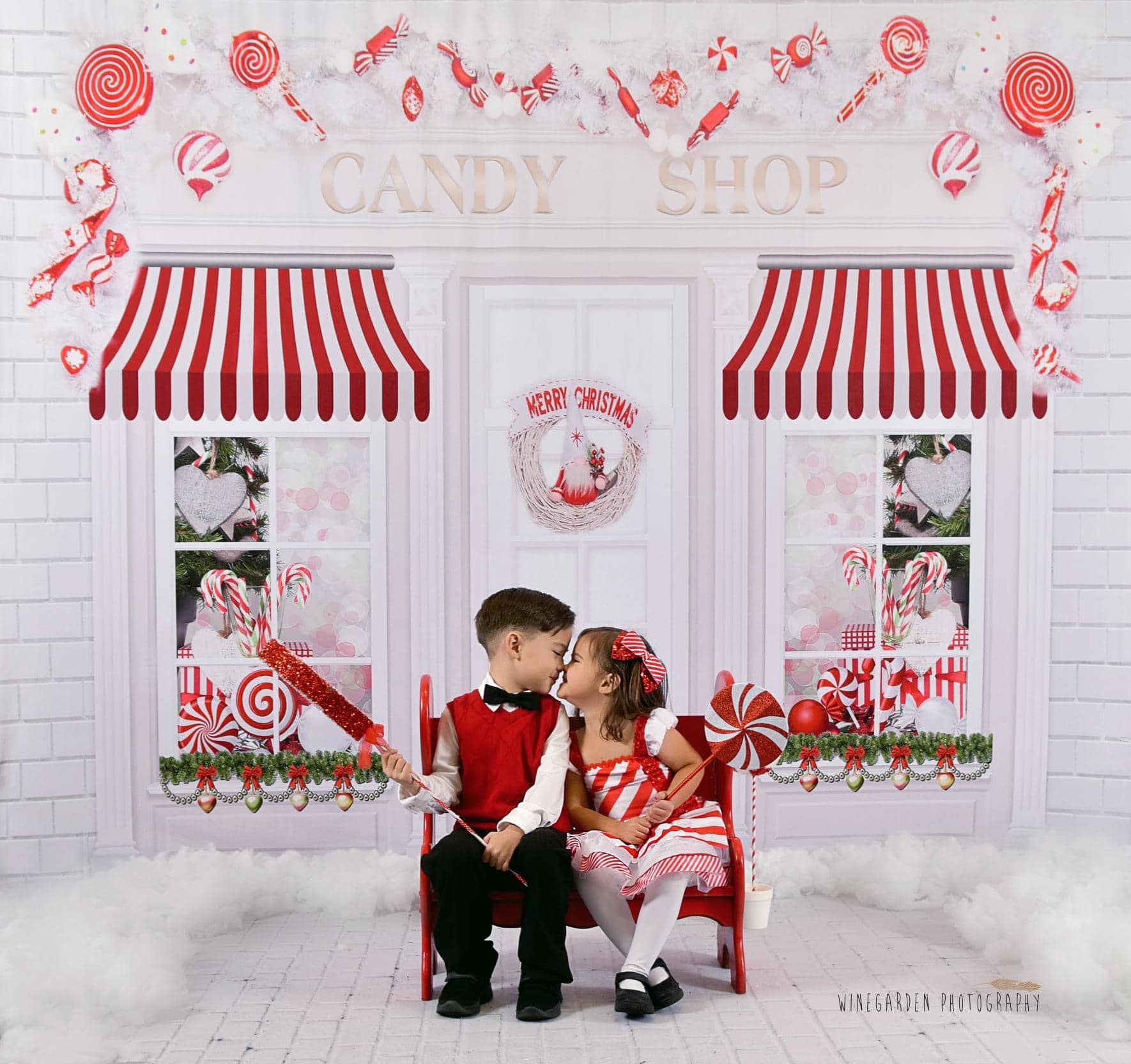 Kate Christmas Candy Shop Backdrop for Photography - Kate Backdrop AU