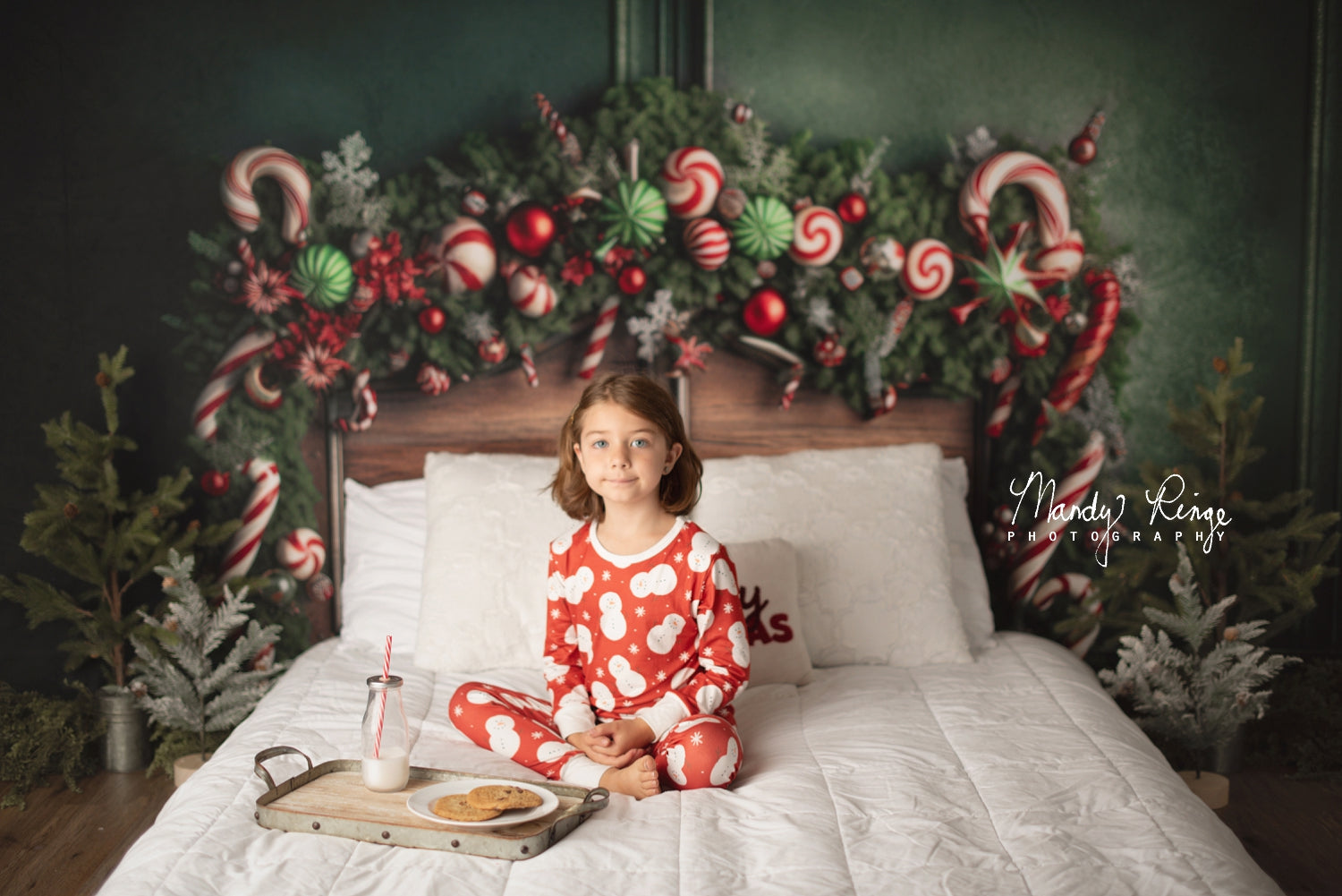 Kate Green Christmas Headboard Backdrop Candy Cane Designed by Mandy Ringe Photography - Kate Backdrop AU