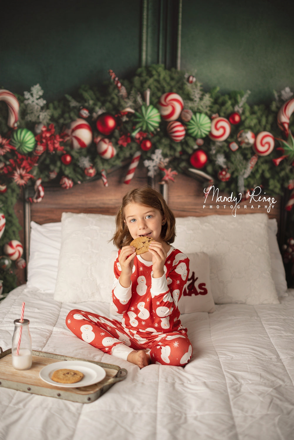 Kate Green Christmas Headboard Backdrop Candy Cane Designed by Mandy Ringe Photography - Kate Backdrop AU