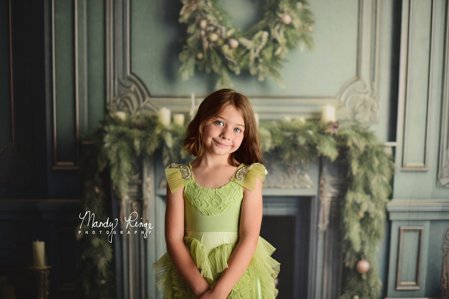 Kate Green Christmas Fireplace Backdrop Designed by Mandy Ringe Photography - Kate Backdrop AU