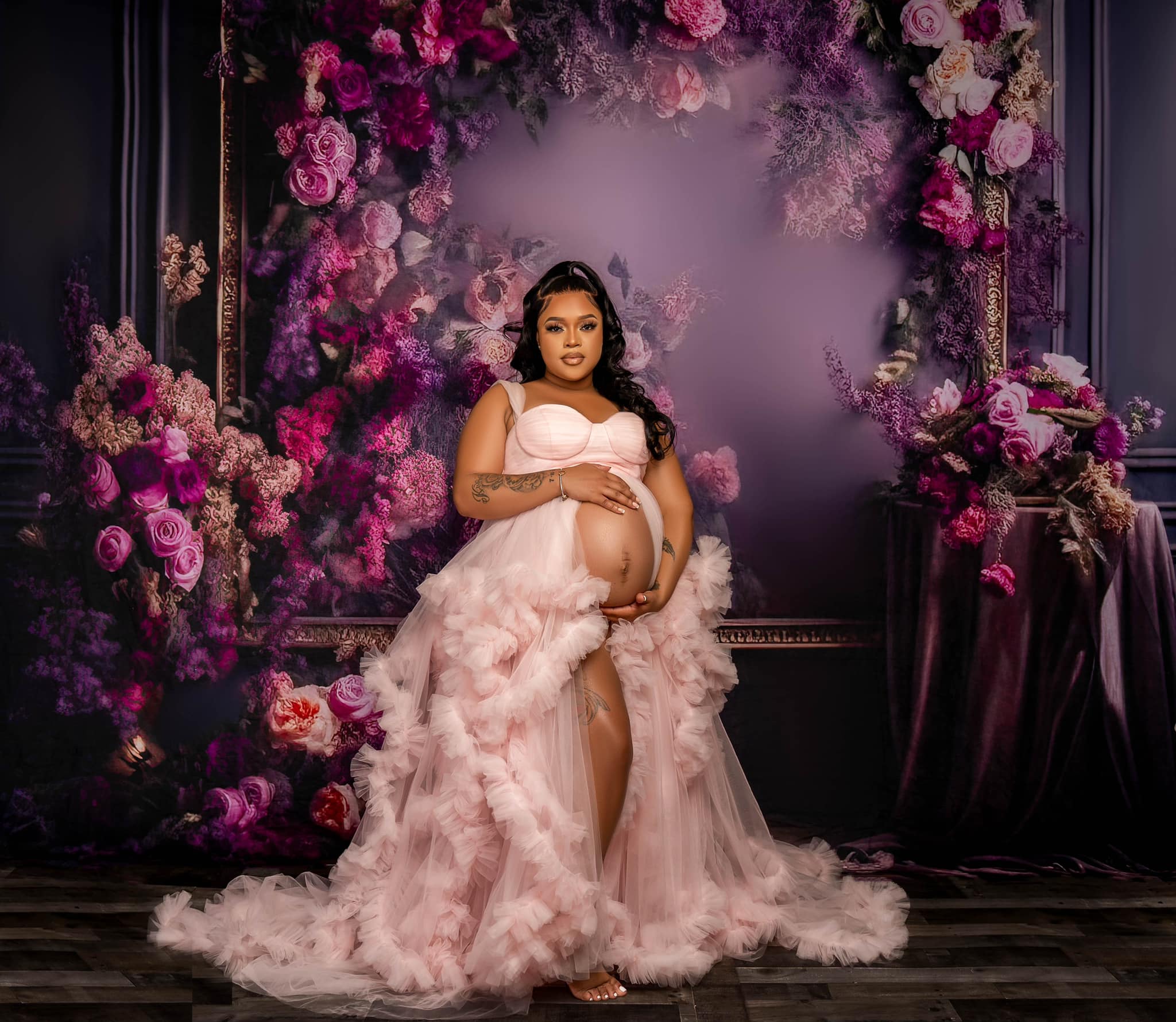 Kate Purple Floral Room Backdrop Birthday Wedding Celebration Designed by Mini MakeBelieve - Kate Backdrop AU