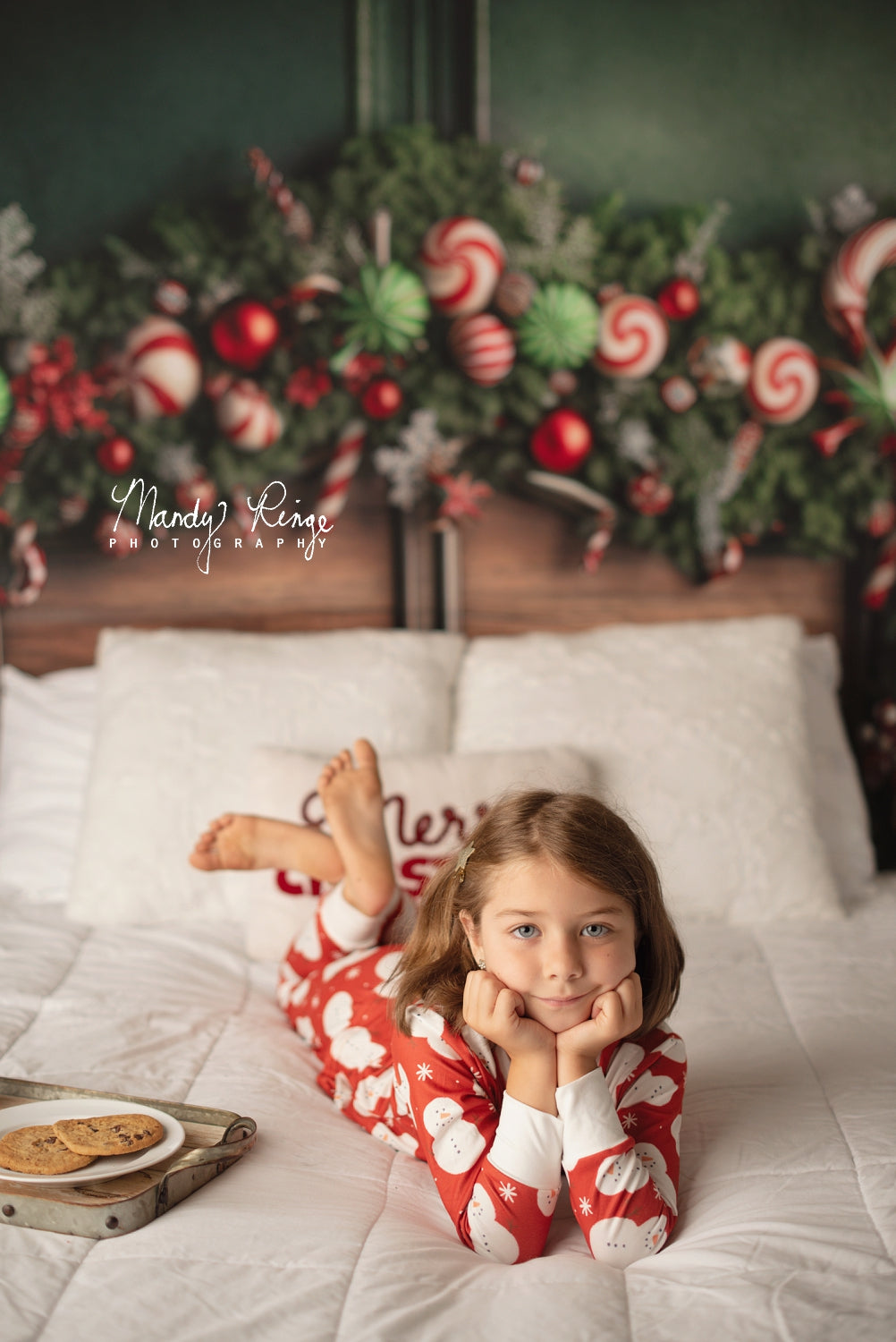 Kate Green Christmas Headboard Backdrop Candy Cane Designed by Mandy Ringe Photography - Kate Backdrop AU