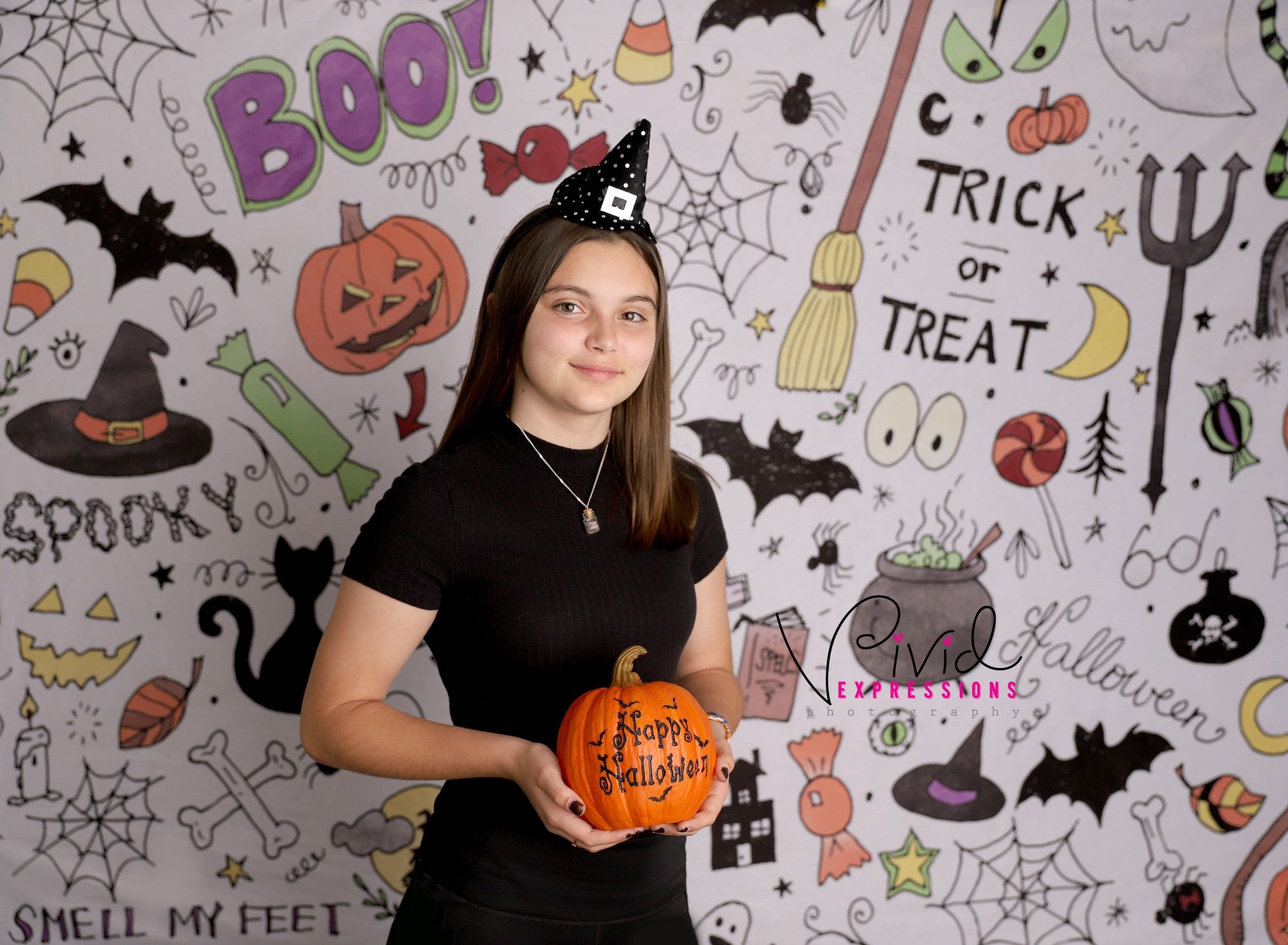 Kate Color Halloween Doodles Backdrop for Photography Designed By Mandy Ringe Photography - Kate Backdrop AU