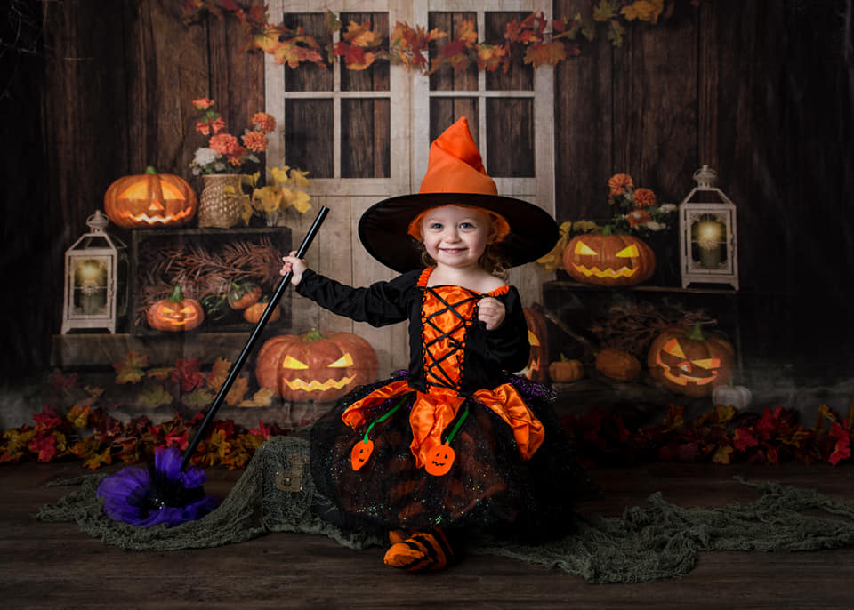 Kate Autumn/Thanksgiving Pumpkins Lights Backdrop Designed by Jia Chan Photography - Kate Backdrop AU