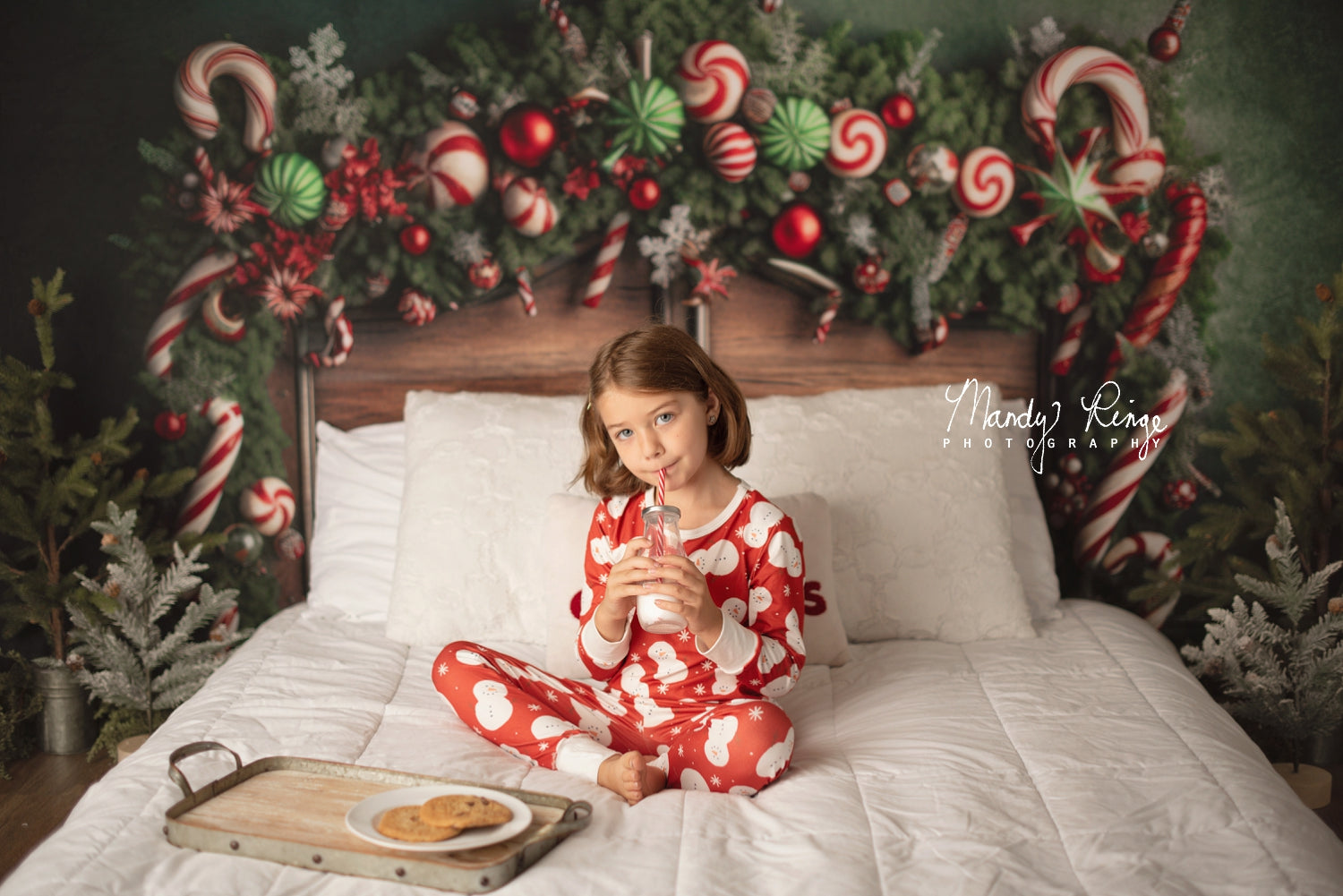 Kate Green Christmas Headboard Backdrop Candy Cane Designed by Mandy Ringe Photography - Kate Backdrop AU