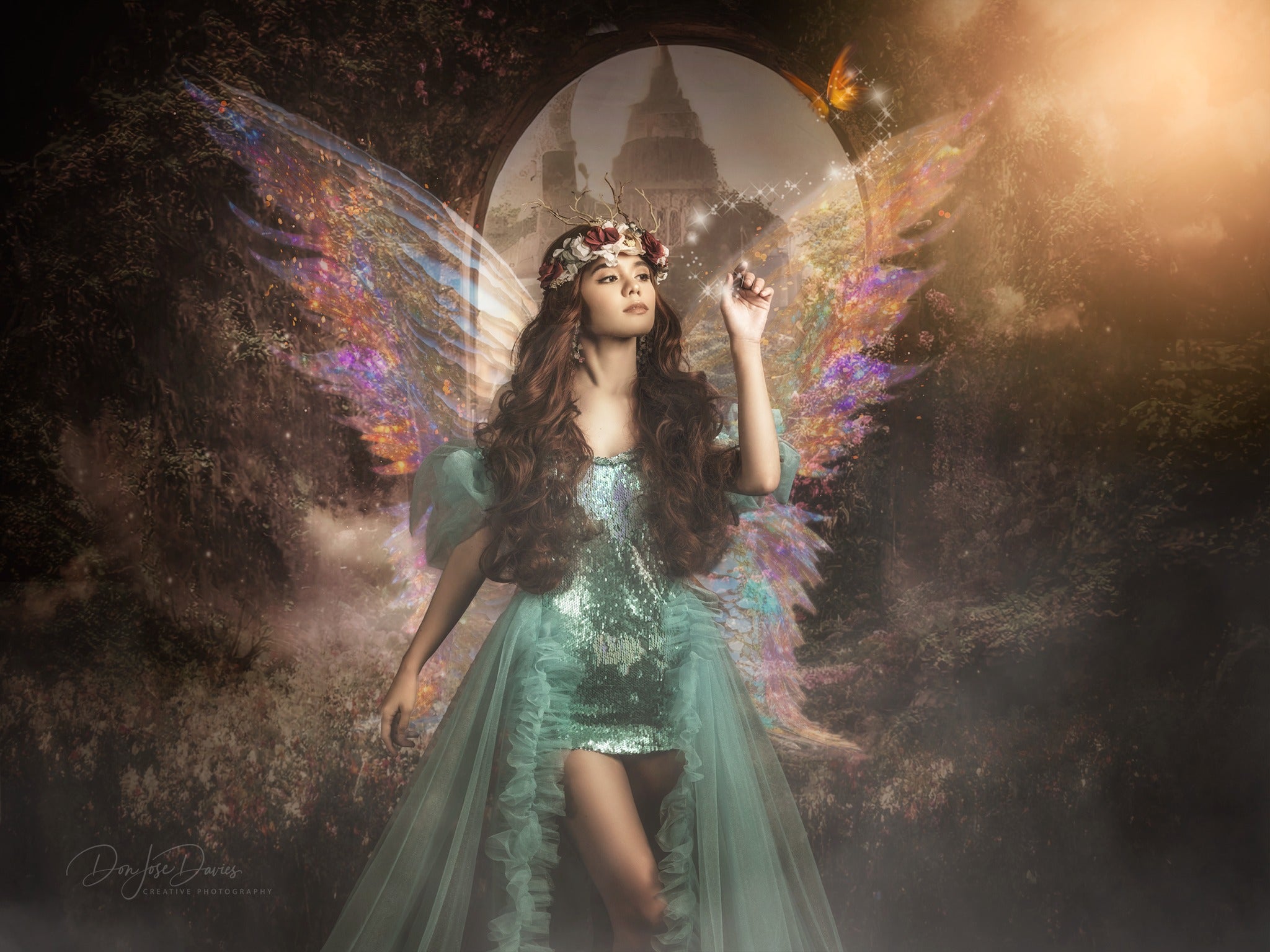 Kate Spring Magic Flower Garden Castle Backdrop for Photography - Kate Backdrop AU