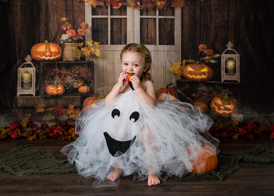 Kate Autumn/Thanksgiving Pumpkins Lights Backdrop Designed by Jia Chan Photography - Kate Backdrop AU