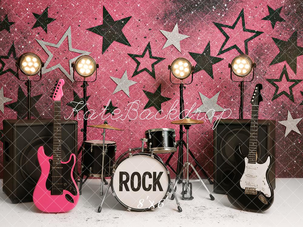 Kate Rock Band Instruments Pink Star Backdrop Designed by Ashley Paul