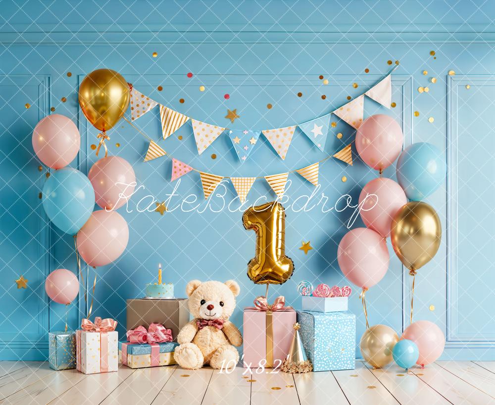 Kate Cake Smash Blue Balloons Party Backdrop Designed by Chain