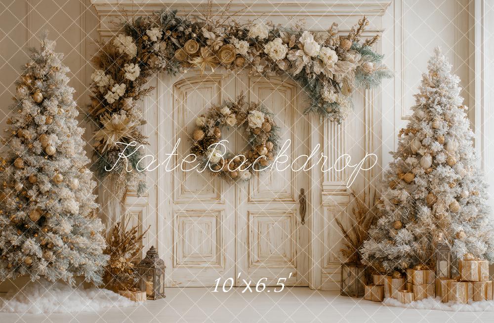 AUSALE Kate Retro Christmas Trees Floral Backdrop Designed by Ashley Paul