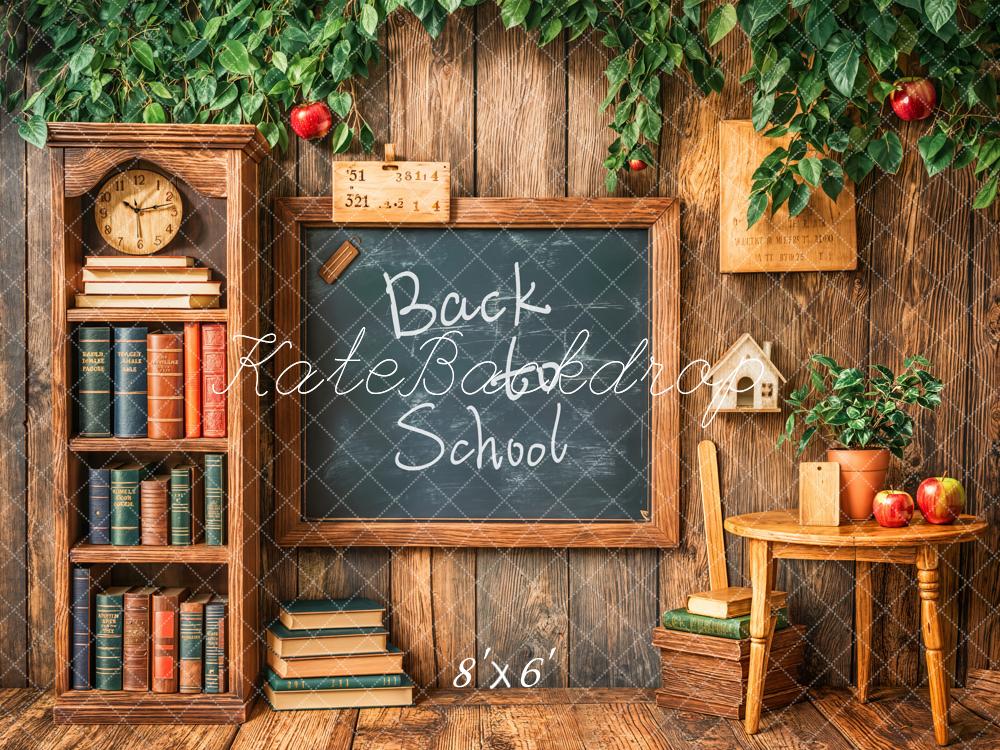 Kate Back to School Blackboard Books Apple Wood Backdrop Designed by Emetselch - Kate Backdrop AU
