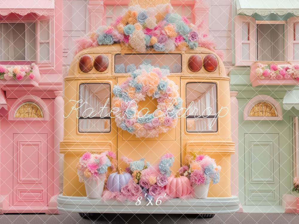 Kate Flower Bus Houses Backdrop Designed by Mini MakeBelieve - Kate Backdrop AU