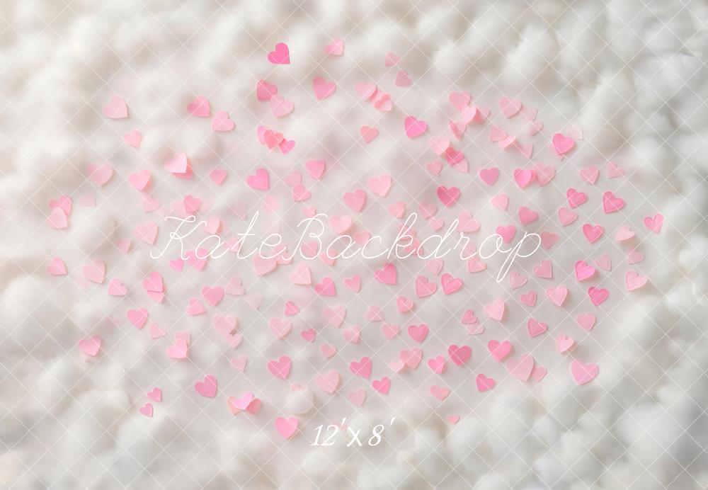 Kate Pink Hearts Cloud Floor Fleece Backdrop Designed by Chain - Kate Backdrop AU