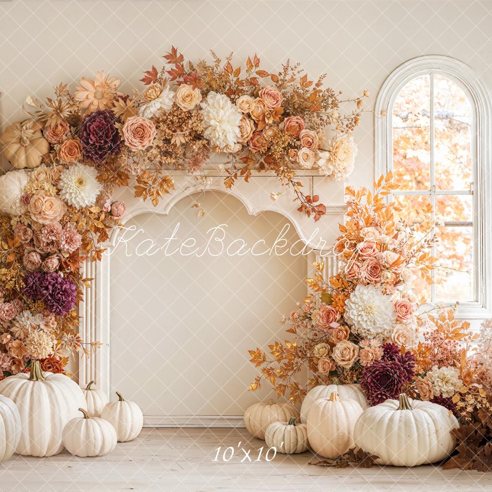 Kate Autumn Flower Arch Pumpkins Backdrop Designed by Emetselch