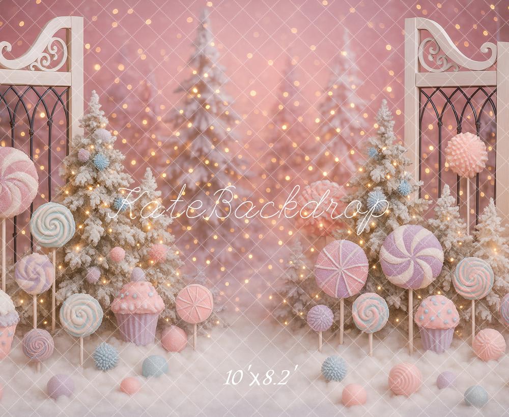 Kate Christmas Candyland Frosted Trees Backdrop Designed by Ashley Paul - Kate Backdrop AU