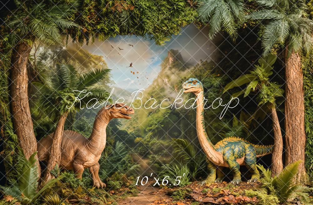 Kate Dinosaur Forest Trees Green Backdrop Designed by Emetselch - Kate Backdrop AU