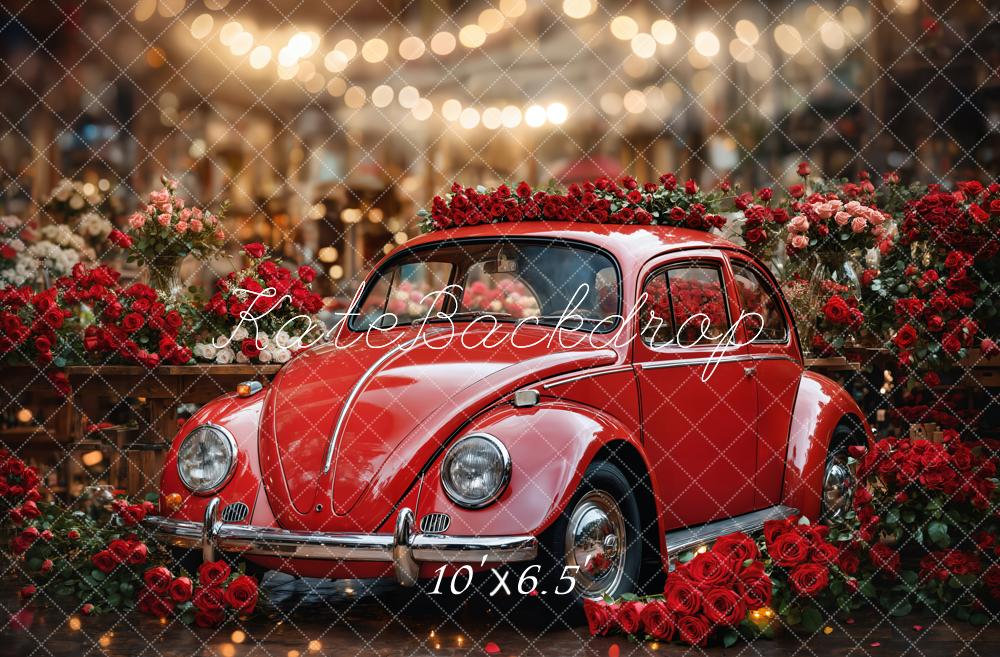 Kate Vintage Car Red Roses Bokeh Backdrop Designed by Emetselch