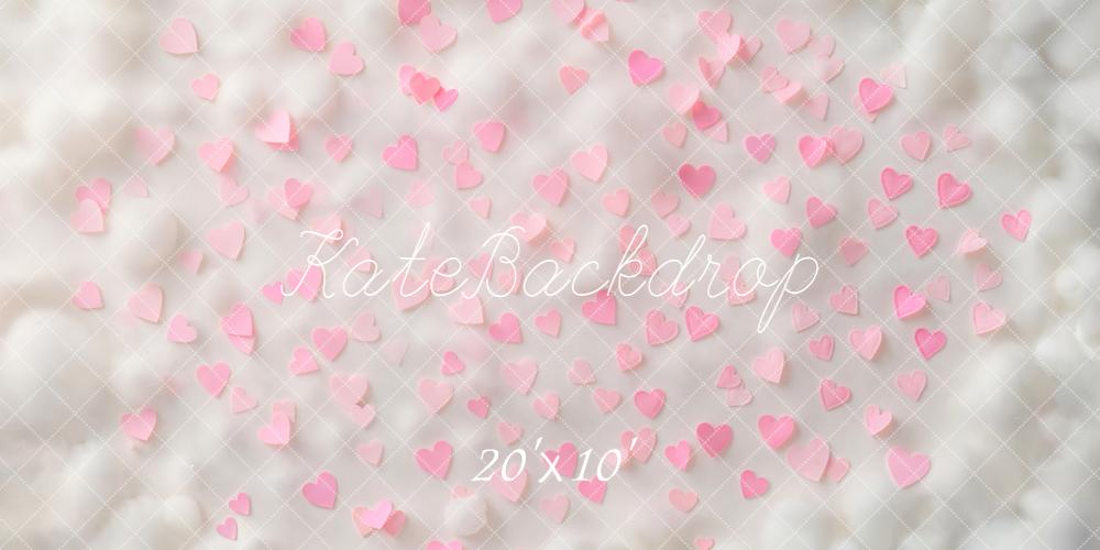 Kate Pink Hearts Soft Clouds Backdrop Designed by Chain - Kate Backdrop AU