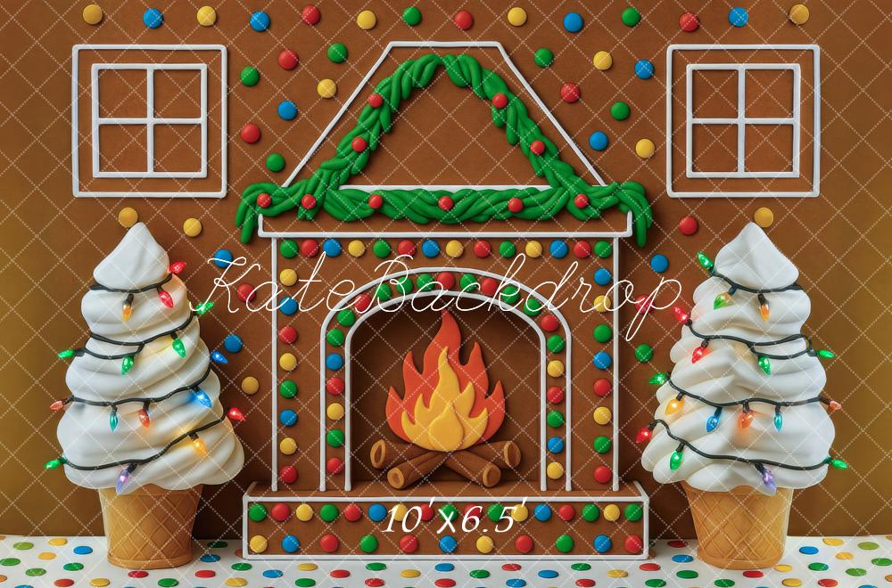 Kate Christmas Gingerbread Fireplace Backdrop Designed by Mini MakeBelieve