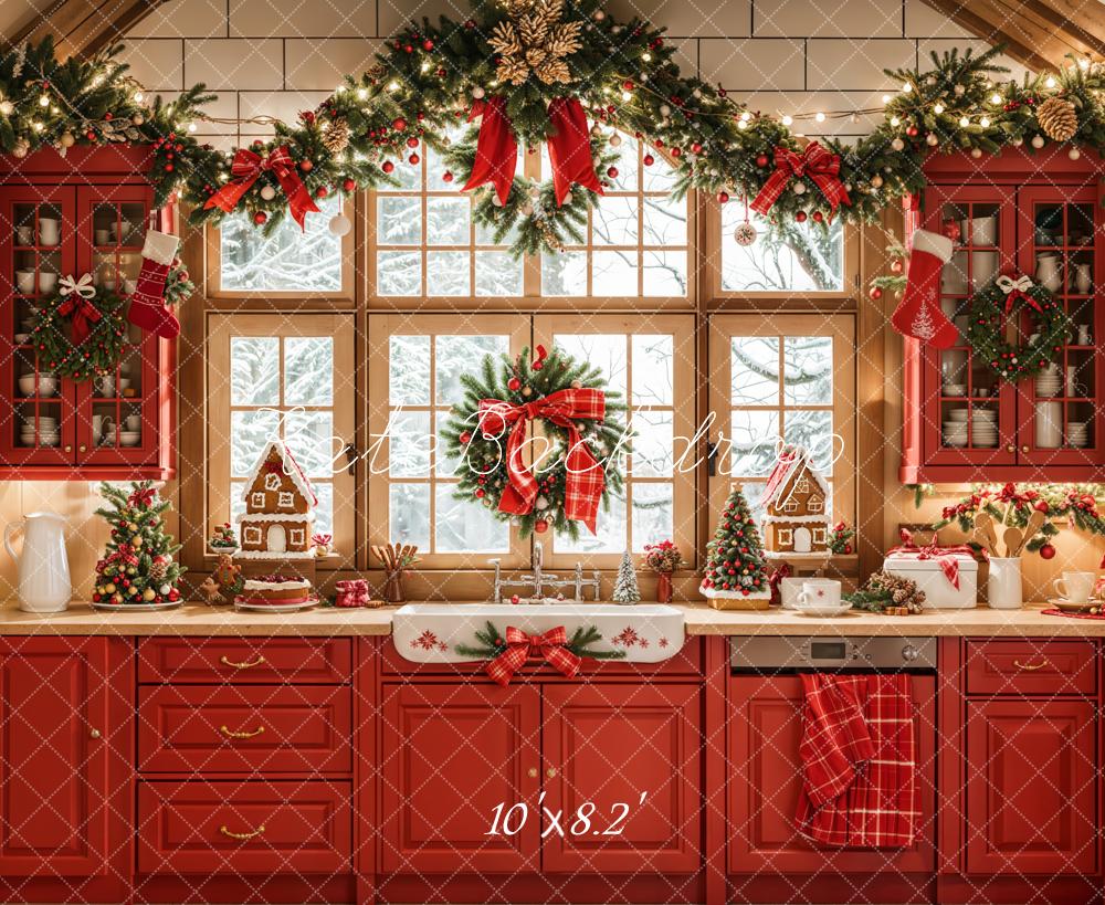 Kate Christmas Kitchen Gingerbread Backdrop Designed by Emetselch - Kate Backdrop AU