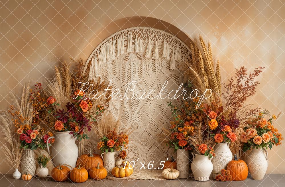 Kate Fall Boho Pumpkins Macrame Backdrop Designed by Emetselch