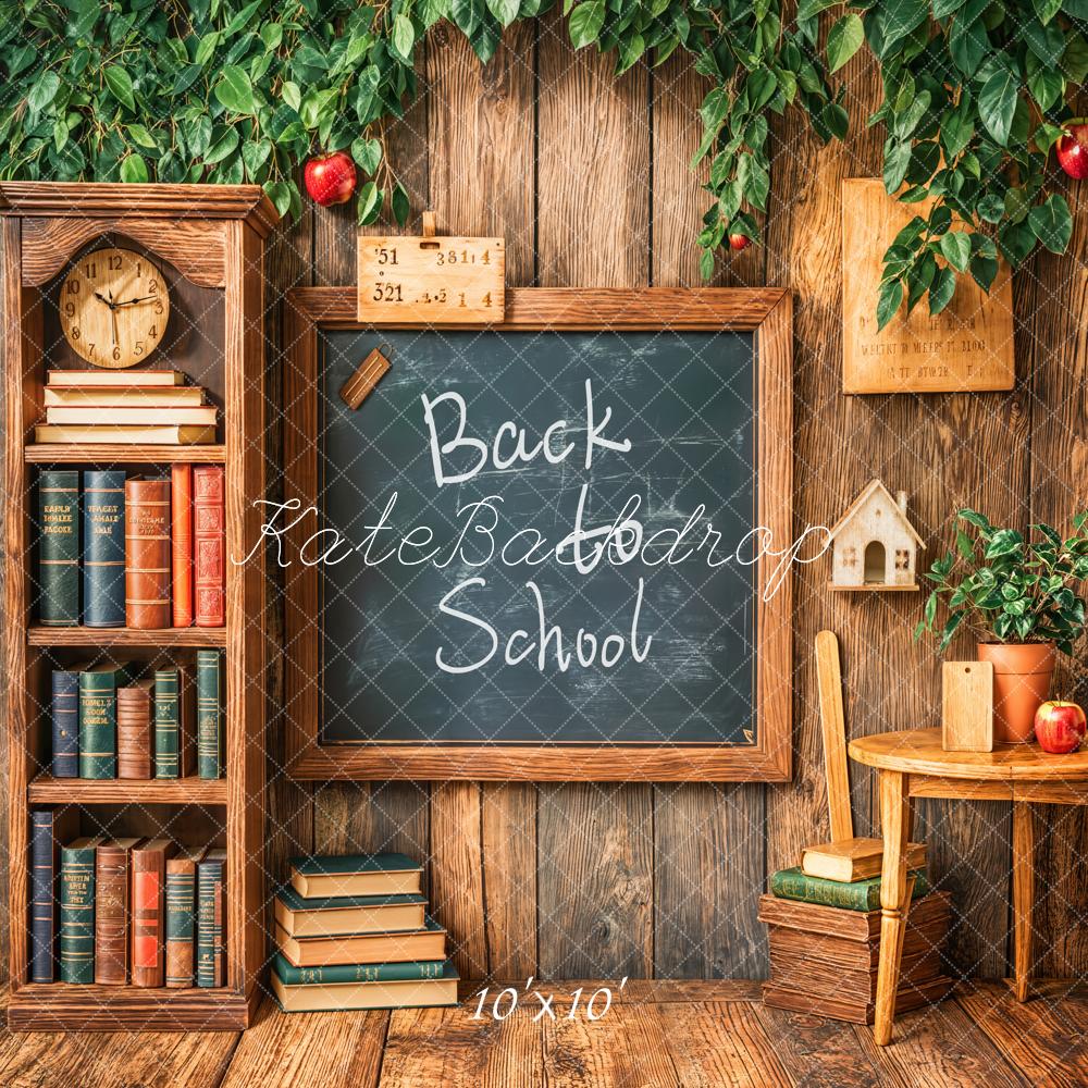 Kate Back to School Blackboard Books Apple Wood Backdrop Designed by Emetselch - Kate Backdrop AU