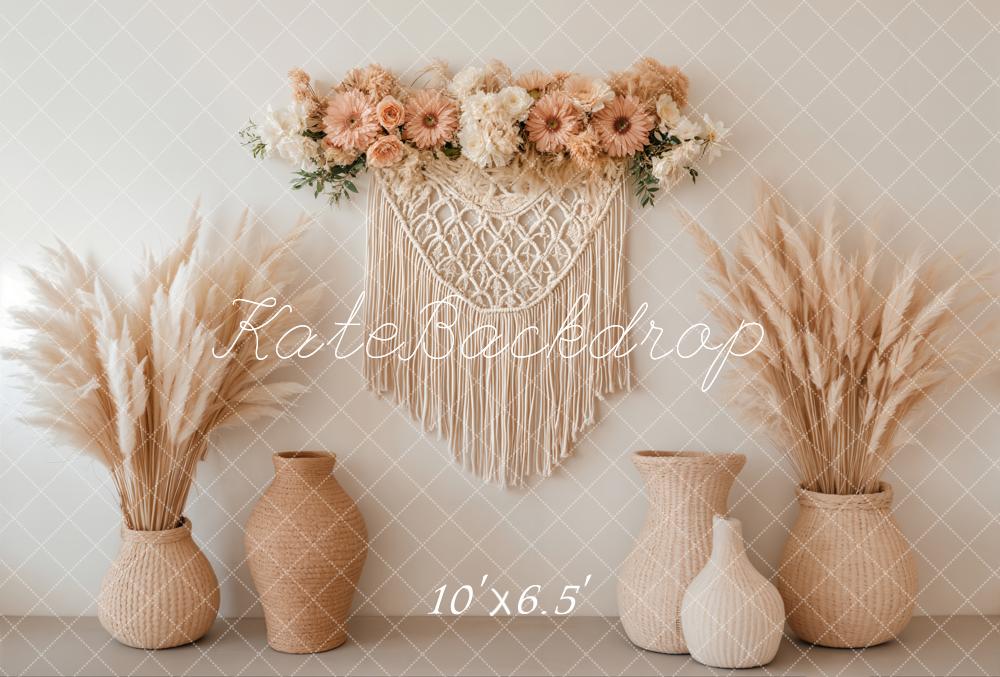 Kate Boho Macrame Arch Pampas Fleece Backdrop Designed by Emetselch - Kate Backdrop AU