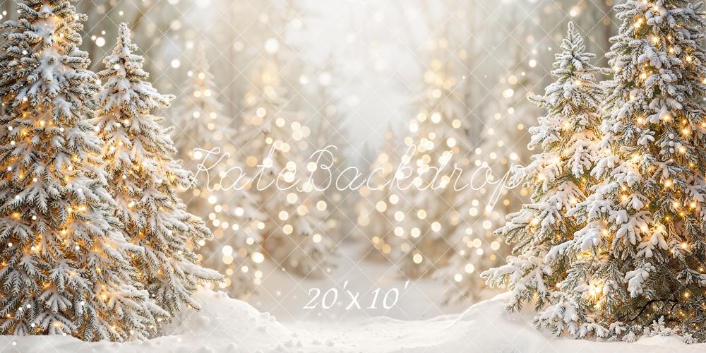 Kate Christmas Snowy Trees Bokeh Backdrop Designed by Emetselch - Kate Backdrop AU