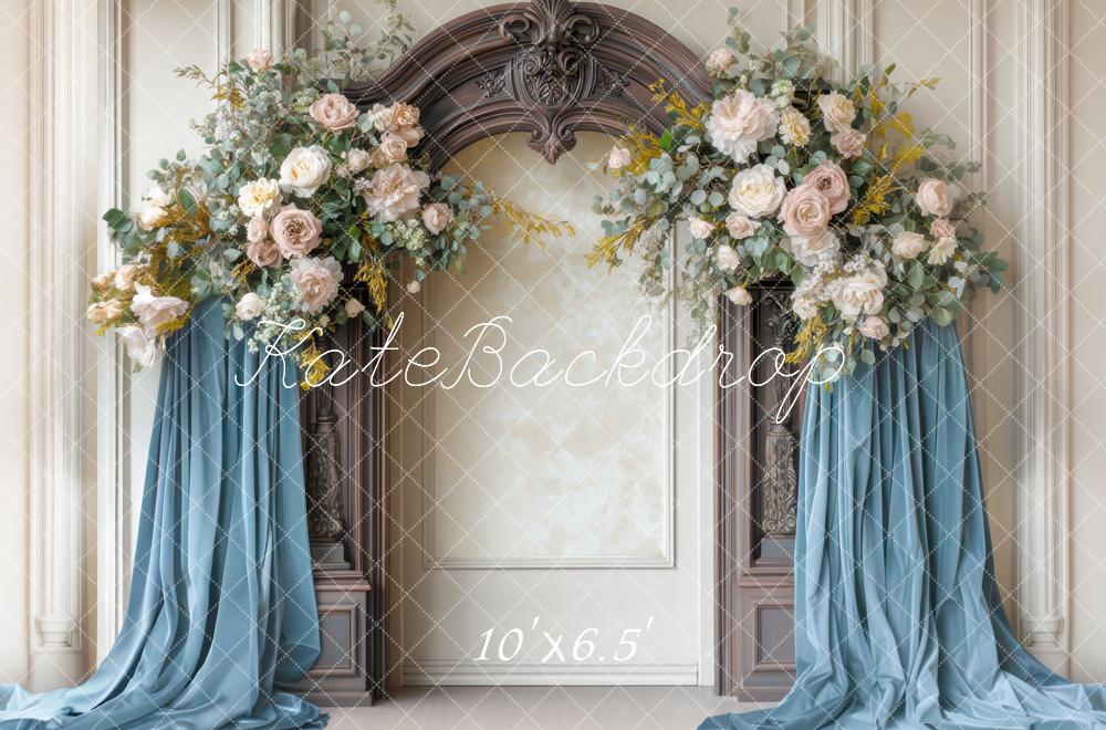 Kate Flower Blue Drapes Backdrop Designed by Mini MakeBelieve - Kate Backdrop AU