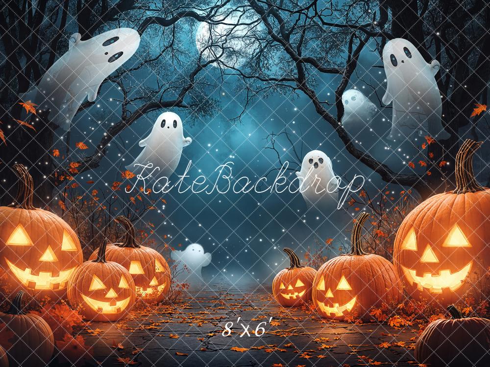 Kate Halloween Pumpkins Ghosts Backdrop Designed by Chain - Kate Backdrop AU