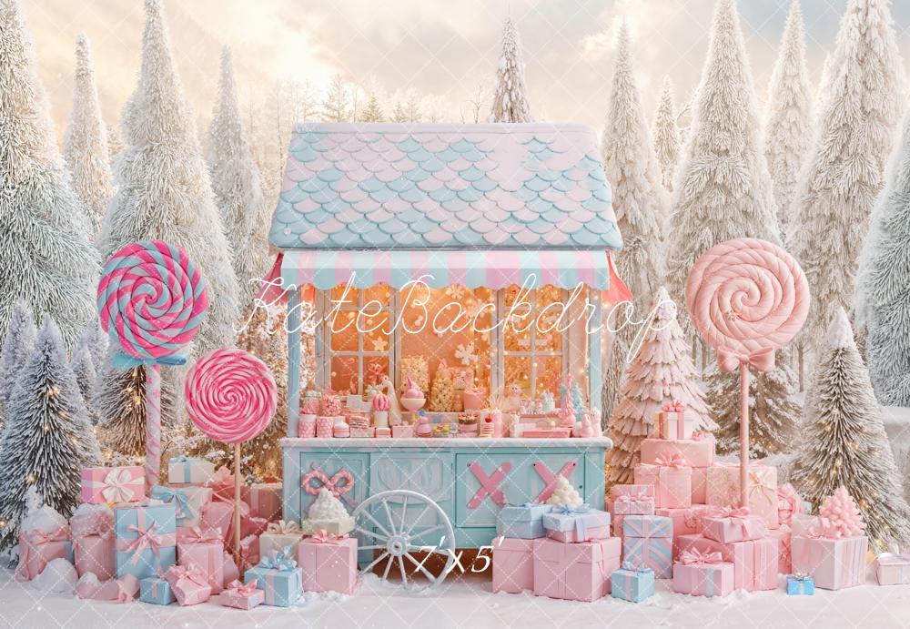 Kate Winter Lollipops Gift Forest Backdrop Designed by Emetselch