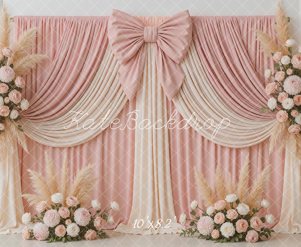 Kate Pink Bow Drapes Spring Backdrop Designed by Mini MakeBelieve - Kate Backdrop AU