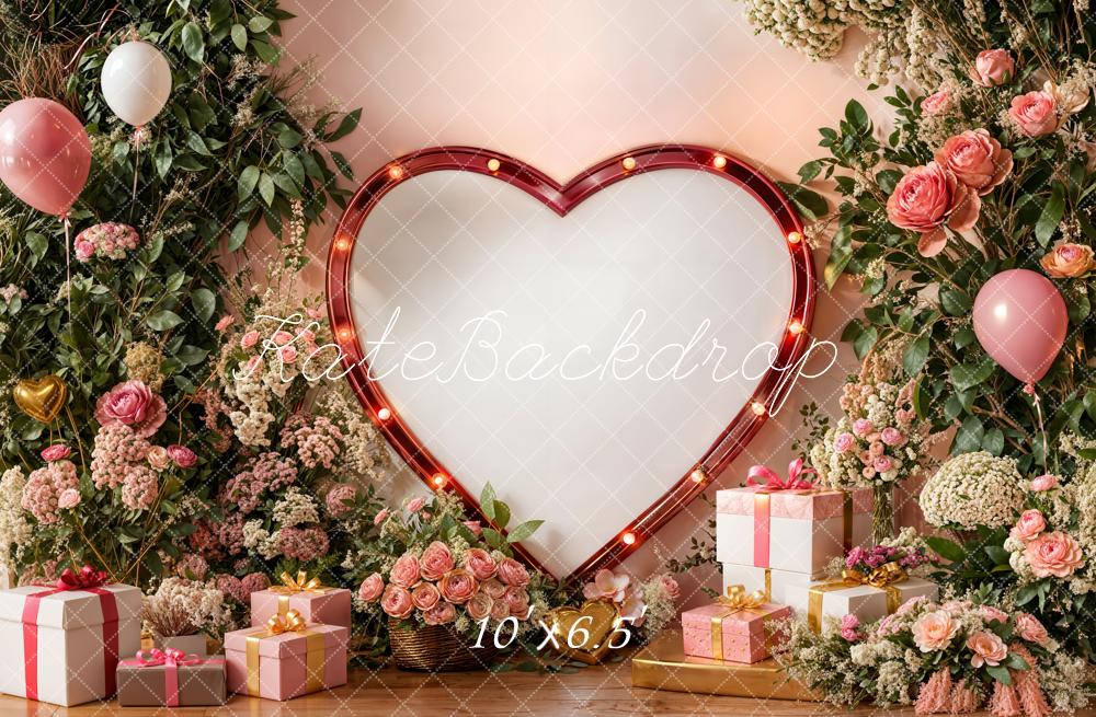 Kate Heart Frame Flowers Balloons Valentine Backdrop Designed by Emetselch