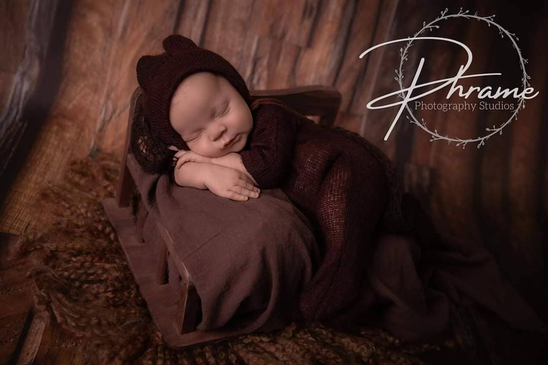 Kate Dark Brown Vintage Wood Newborn Vinyl Backdrop - Kate Backdrop AU