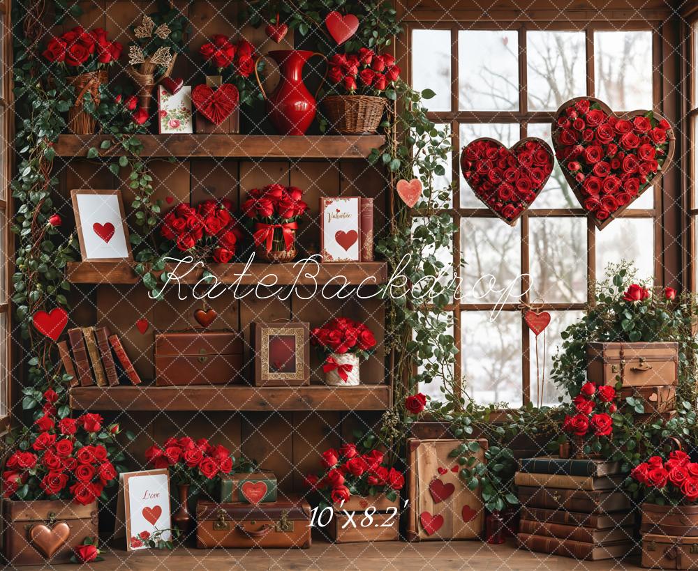 Kate Valentines Red Roses Heart Backdrop Designed by GQ - Kate Backdrop AU