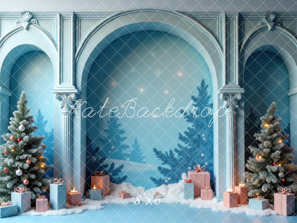 Kate Christmas Snowy Trees Blue Backdrop Designed by Laura Bybee - Kate Backdrop AU