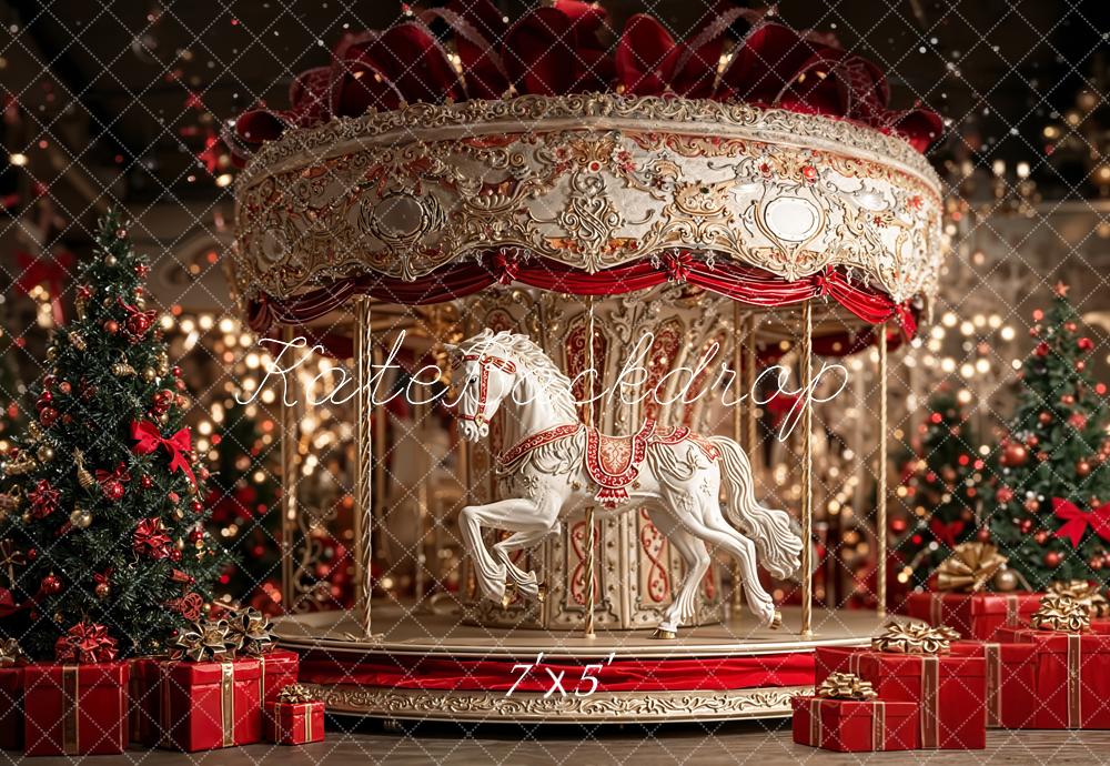 Kate Carousel Christmas Presents Backdrop Designed by Emetselch