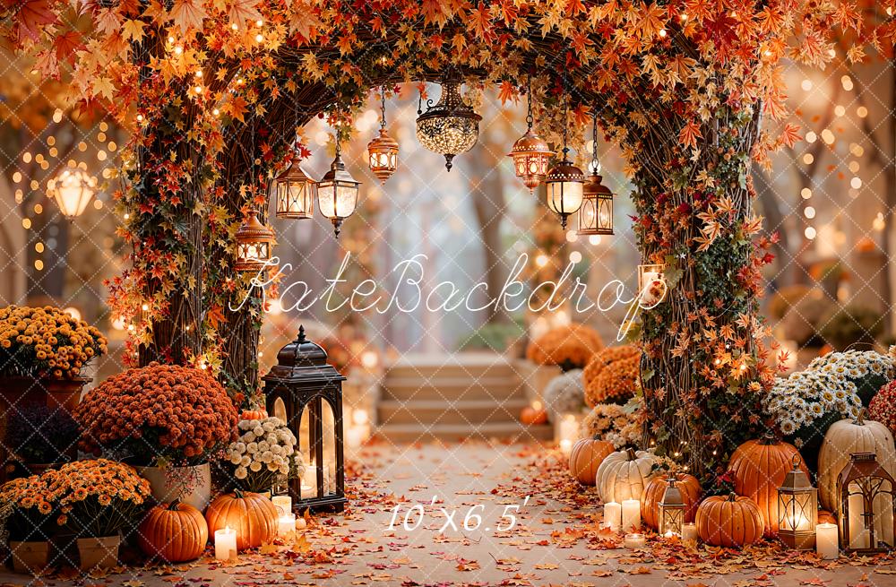 Kate Autumn Arch Pumpkins Lanterns Flowers Backdrop Designed by Emetselch
