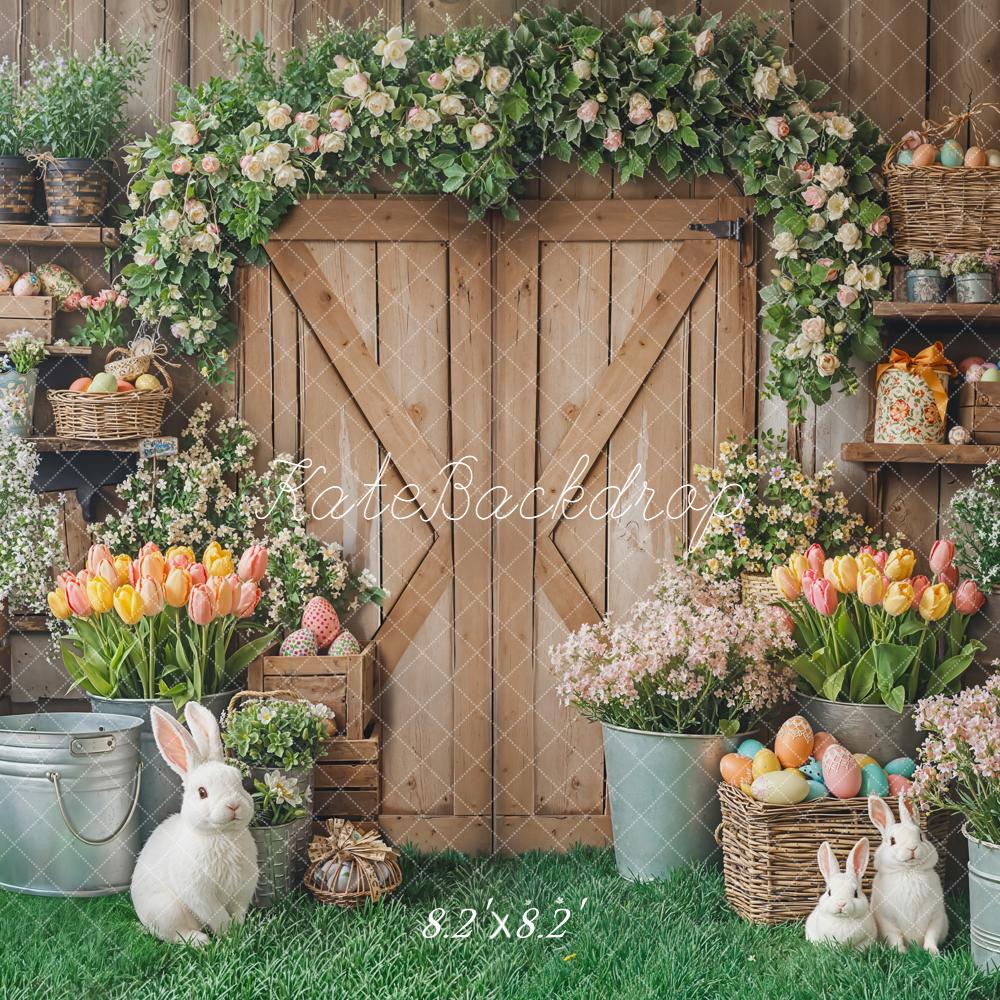 Kate Easter Bunny Wooden Door Backdrop Designed by Emetselch