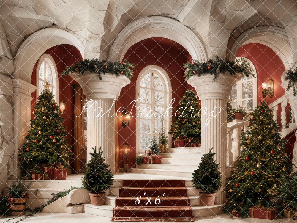 Kate Cascading Stairs Christmas Trees Columns Backdrop Designed by Emetselch